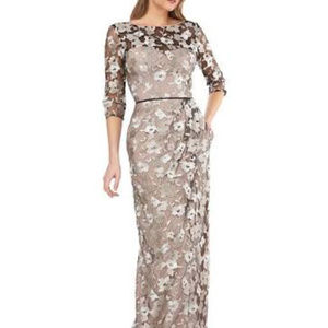 JS Collection Gown Floral Mesh Overlay